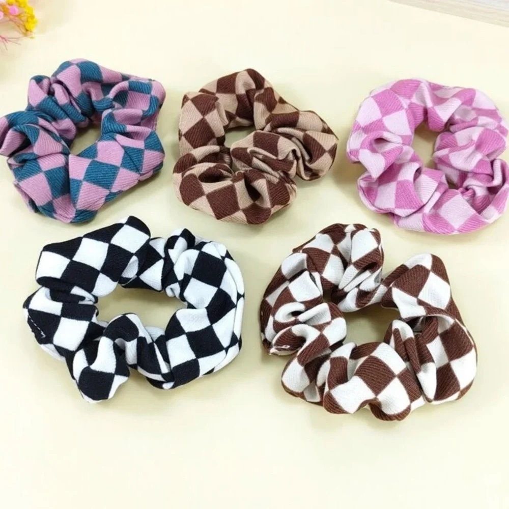 Blue and Pink Nadia Checkered Scrunchie